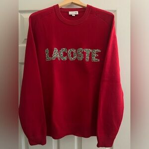 Lacoste - Red crewneck sweater, embroidered logo, Size:7